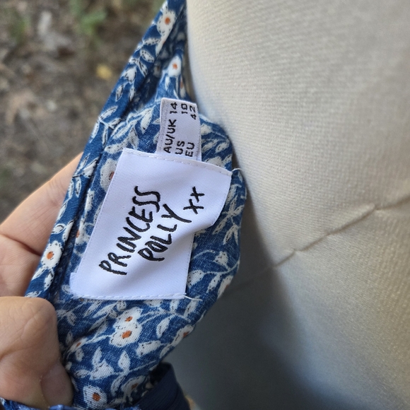 Princess Polly Blue Georgian Floral Print Open Back Midi Dress Size 10 - Picture 8 of 8